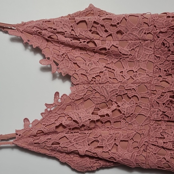 ASTR THE LABEL Pink Lace Midi Cocktail Dress Size Small - Picture 8 of 16